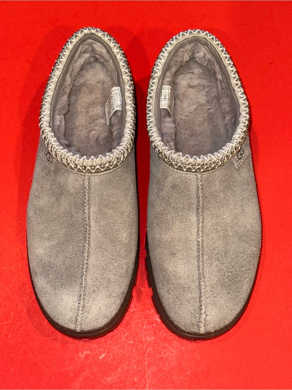 UGG WOMEN TASMAN CLEAR LIGHT GREY SUEDE MOCCASIN SHOE US 11 / EU 42 / UK 9 READ